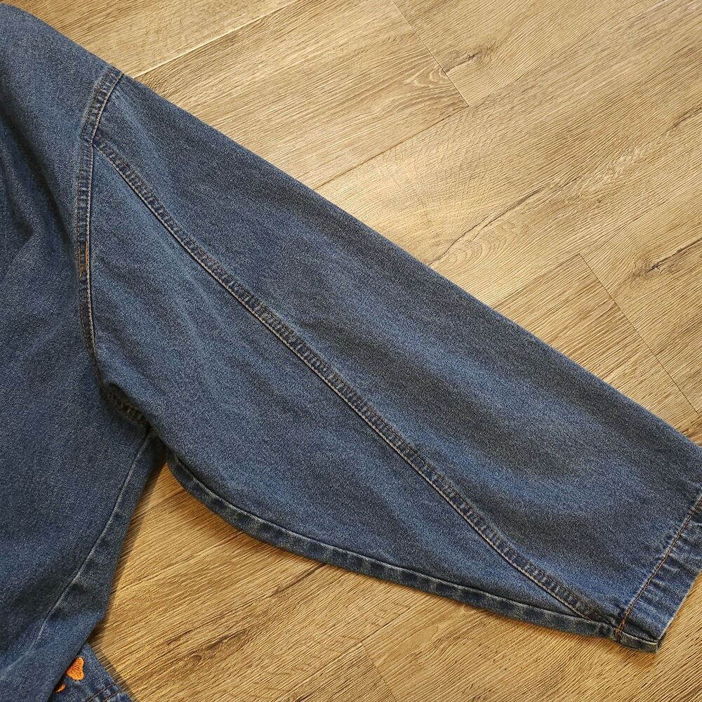 denim chore jacket 1x cat embroidery barn coat blue cottagecore spring denim - Picture 12 of 12